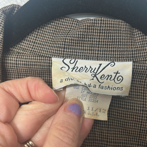 Vintage Sherry Kent Houndstooth Vest Dress 11/12 Brown Tan Sleeveless USA - Picture 4 of 6